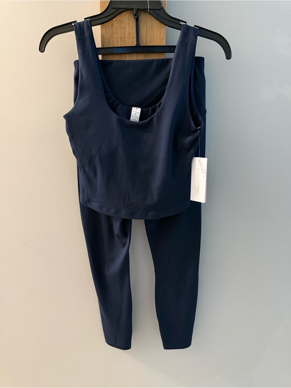 YOGALISCIOUS Blue Two-Piece Active Set - Tank Top and Shaping Leggings, S, NWT